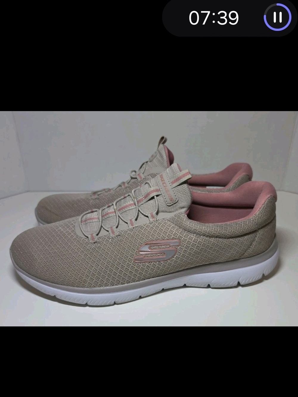 Skechers Summit Slip On Casual Sneakers, #12980W, Taupe/Pink, Womens US 11 Wide